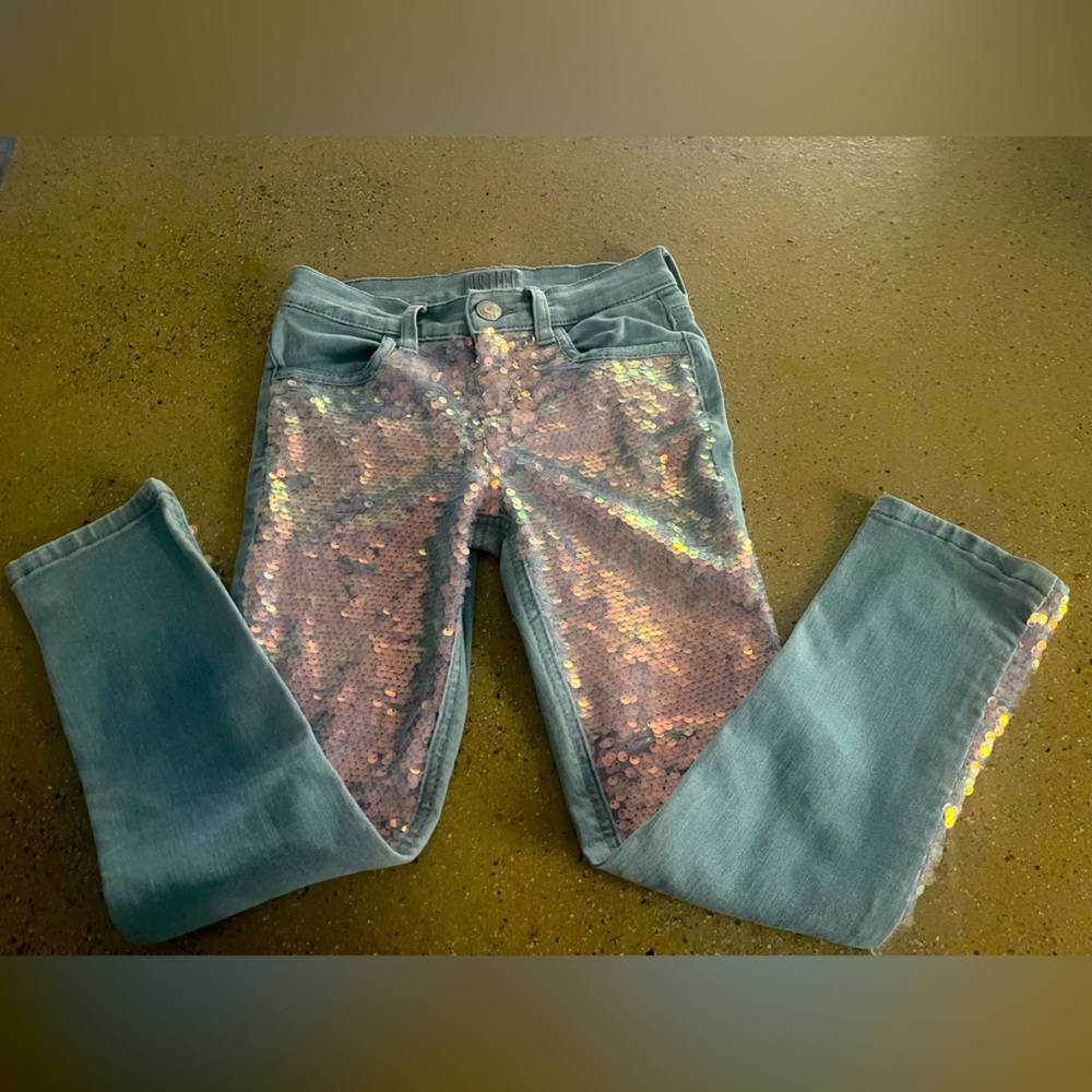 Girls size 8 JUSTICE mid rise jean kids clothing pants jeans sequins and shiny